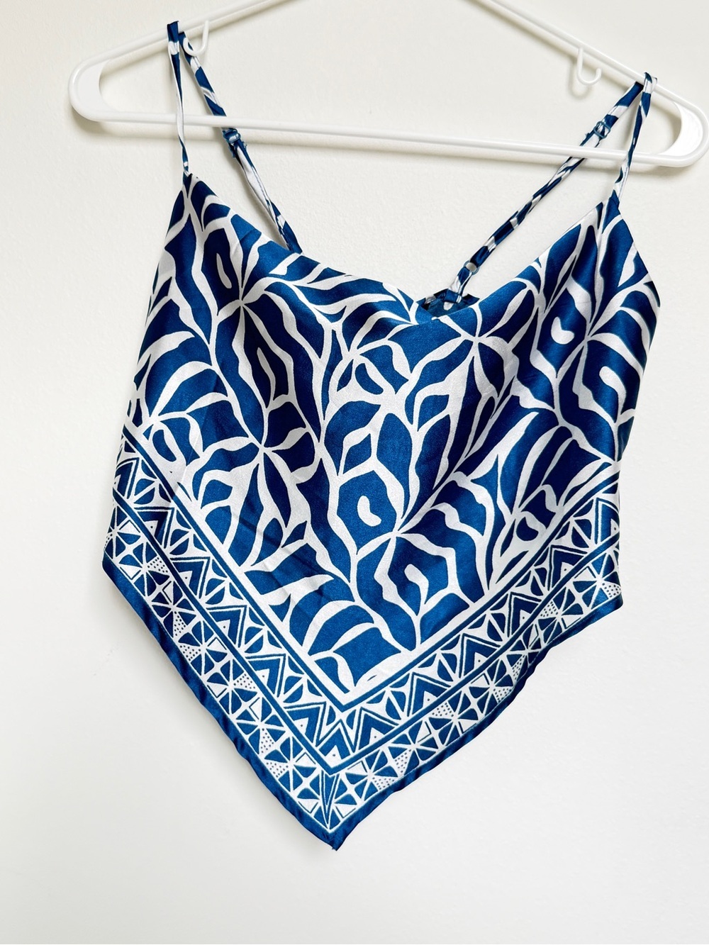 Blue & White Printed Handkerchief Cami Top